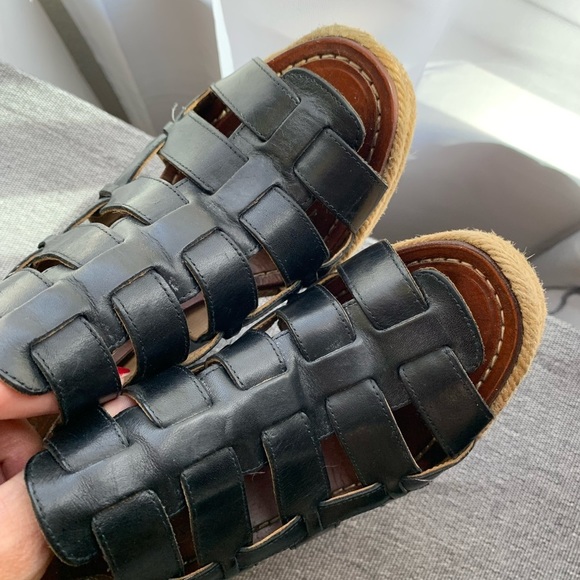 Christian Louboutin Black Barcelona Leather Wedge Sandal Size 39 - Picture 6 of 16